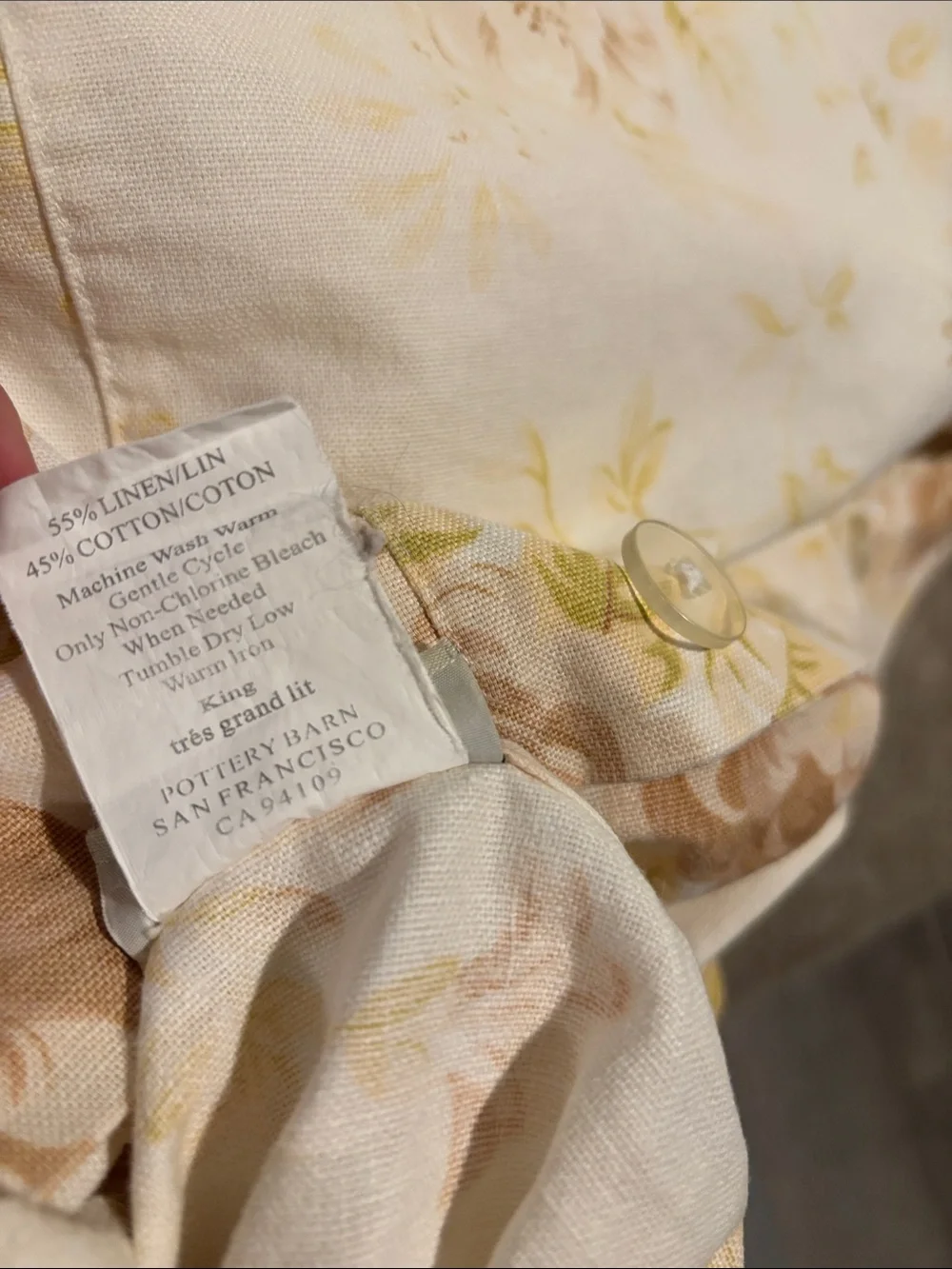 Pottery Barn Hadley Floral Linen Cotton Blend King Duvet Cover and Shams